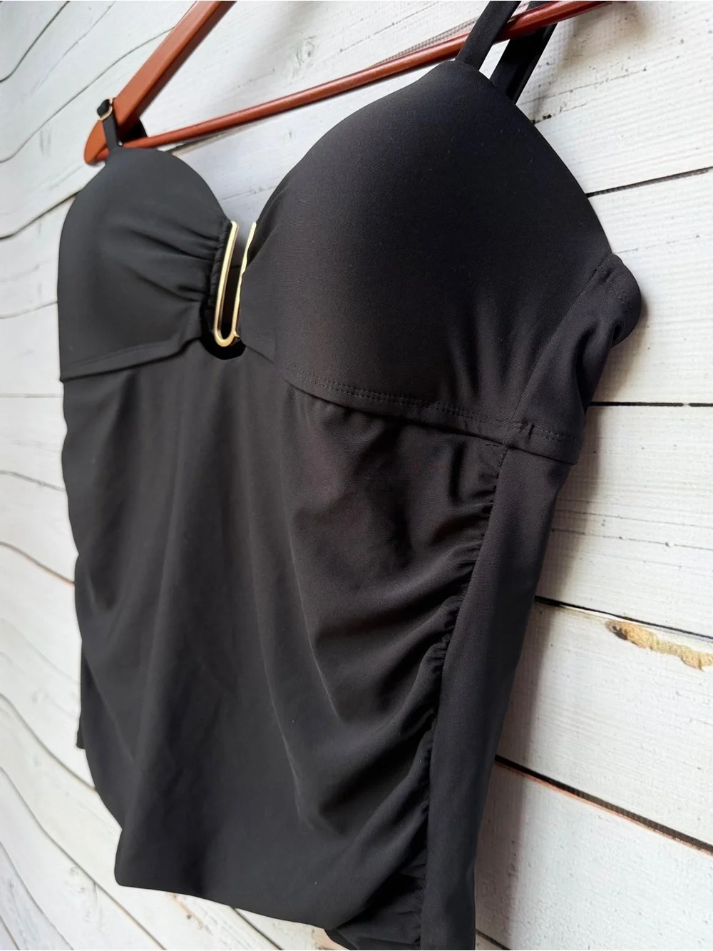 Time and Tru Black Ruched Tankini Top - Size XL